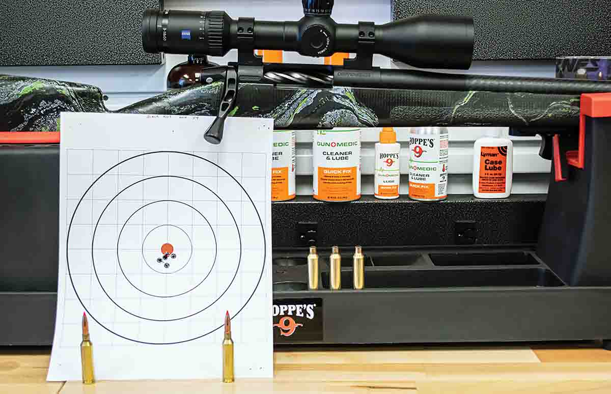 With Black Hills Gold factory-loaded ammunition, consistent .5-MOA groups were achieved using the Hornady 103-grain ELD-X bullet. This would be an excellent load for medium-sized game.